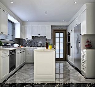 白色现代厨房空间装修效果图