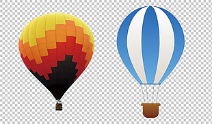 两个漂亮热气球免抠png透明图层素材