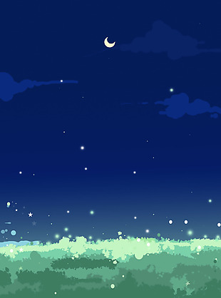 卡通夜空草原背景