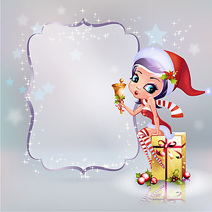 梦幻圣诞美女礼盒边框背景