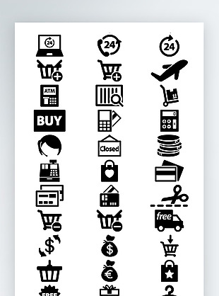 金融图标黑白线稿图标素材icon