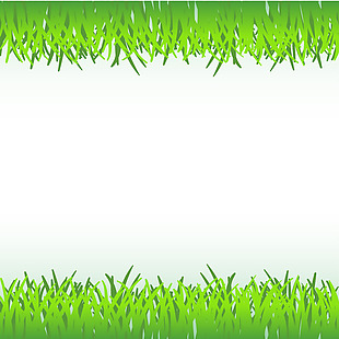 清新绿草边框白色背景