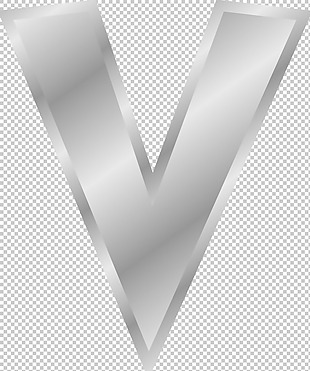 银器字母V免抠png透明图层素材