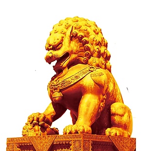 金色石狮子国庆元素
