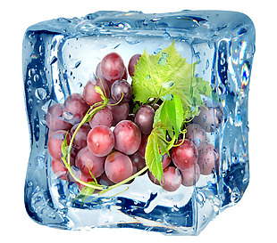 手绘冰块水果元素