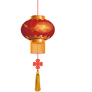 手绘灯笼中国结元素