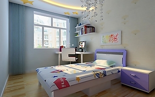 温馨小清新现代风格居家风格卧室吊顶效果图设计