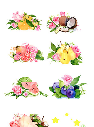 手绘水果花卉图案
