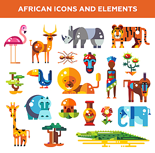 矢量非洲图标和元素