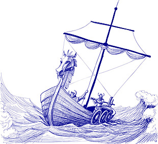 铅笔素描风帆船与旅行矢量