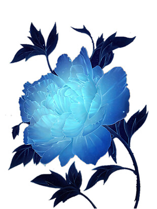 手绘蓝色花朵元素素材