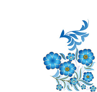 手绘唯美蓝色花朵背景图
