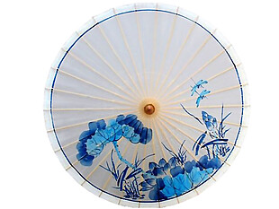 蓝色花纹纸伞素材图片