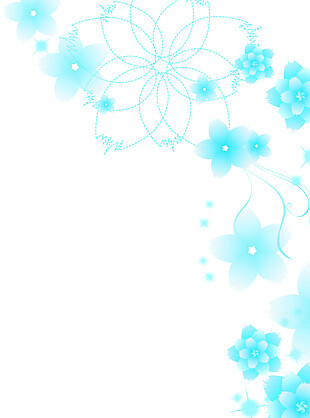 梦幻蓝色花朵元素素材图片