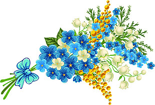 手绘唯美蓝色花朵素材图片