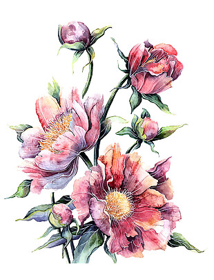 手绘粉色花朵素材图片