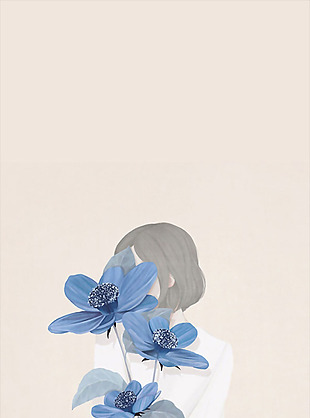 清新蓝色花朵女人节H5背景素材