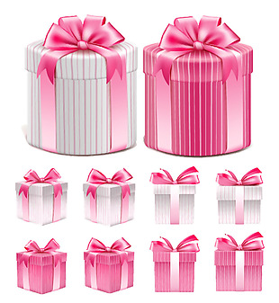 礼物盒粉色蝴蝶结图案