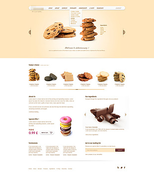 美食饼干食品网站模板设计