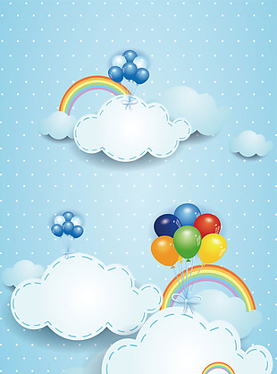 卡通白云气球H5背景素材