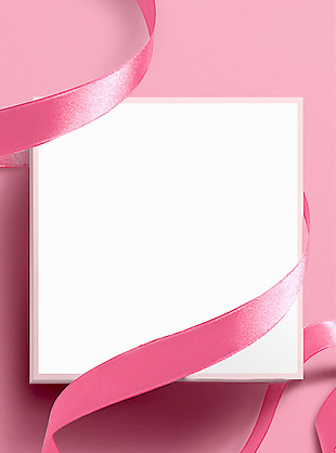 粉色丝带白色纸张H5背景素材