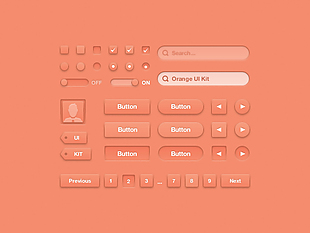 橙色精美复选框搜索框标签按钮设计
