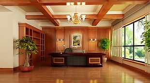 中国风办公室书房装修效果图