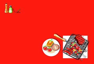 红色火热烧烤食物海报背景素材