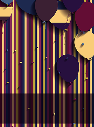 条纹气球生日祝福海报背景素材