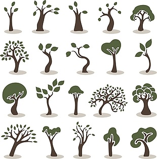 卡通矢量树装饰素材