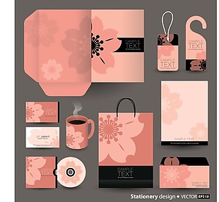 粉色樱花包装创意文化vi素材