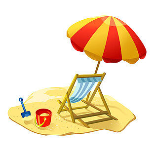 手绘沙滩遮阳伞元素