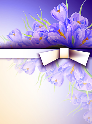 紫色花朵上的蝴蝶结背景素材