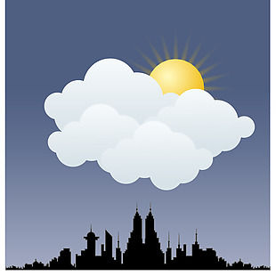 卡通精美云朵太阳矢量素材