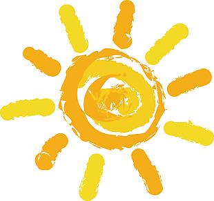 手绘黄色太阳元素