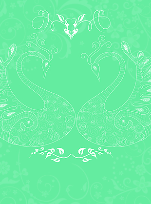 绿色花纹小鸟背景素材