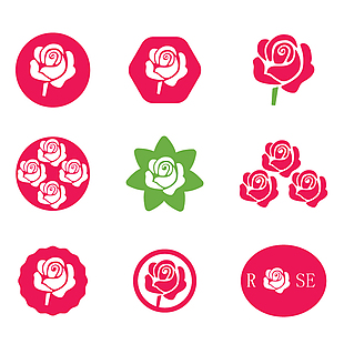 9款创意玫瑰花图标矢量素材