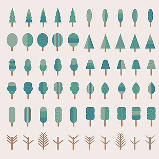 60款卡通树木图标矢量素材