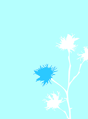 蓝色树枝花朵背景素材
