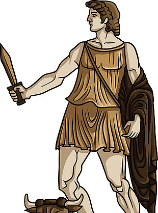 手绘古希腊战士元素