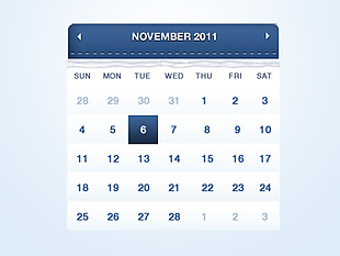 宝蓝色质感网页日历部件设计