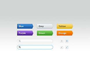 五颜六色的网页按钮搜索框设计素材