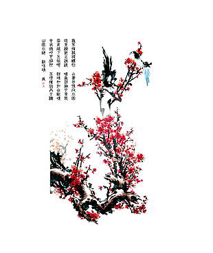 中国风水墨书签元素梅兰竹菊