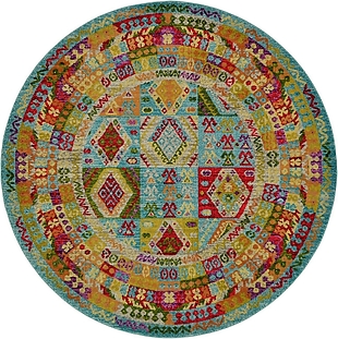 规则花环式图案圆形地毯拼图