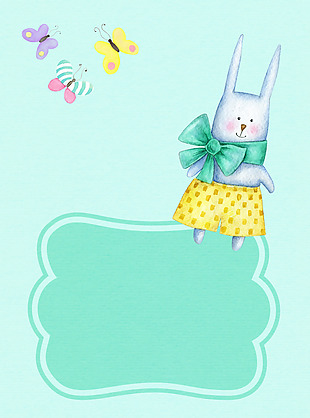可爱兔子精美蝴蝶卡片背景素材