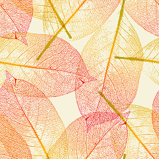 秋色树叶彩绘插画矢量背景素材