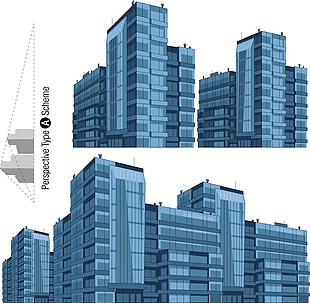 简约城市高楼建筑插画
