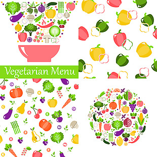 卡通蔬菜和水果背景