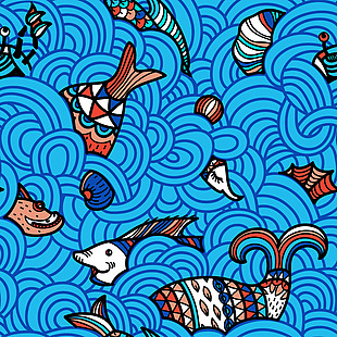 彩色手绘鲤鱼背景