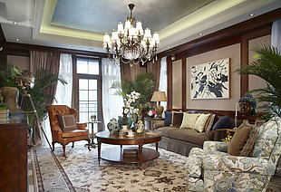 欧式风格复古花纹客厅设计效果图